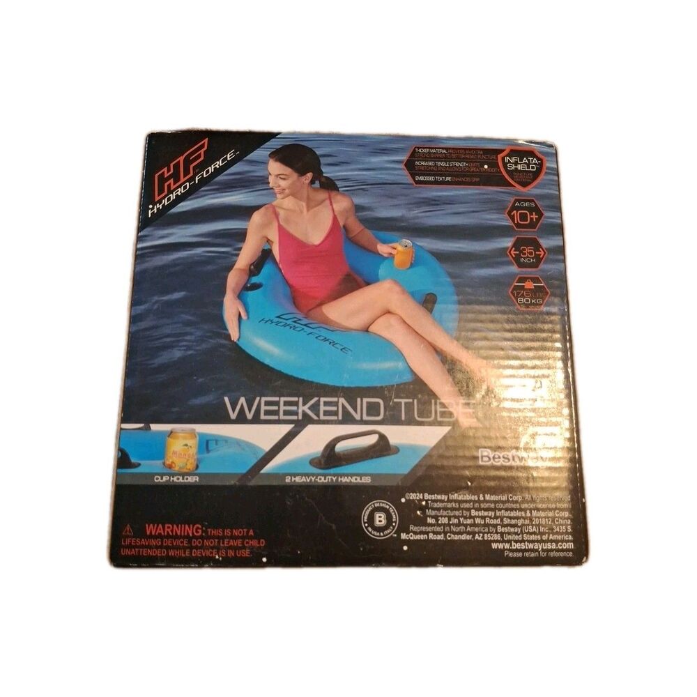 Inflatable Hydro Force Swim Weekend Tube Ring Float Cup Holder 2 Handles NEW